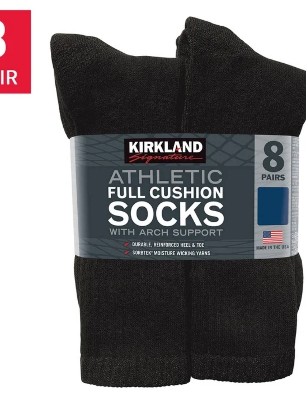 Kirkland Signature Men's Athletic Sock, 8-pair